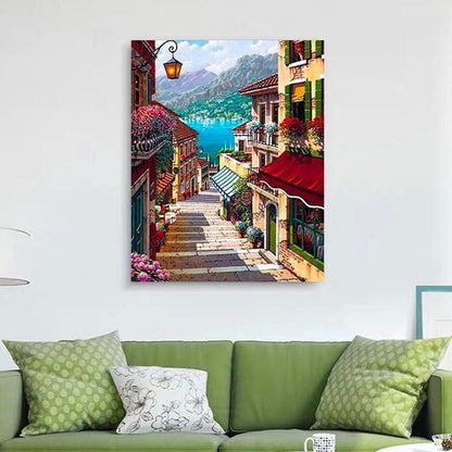 ArtVibe™ DIY Painting By Numbers - Coffee Town Landscape (16"x20" / 40x50cm) - ArtVibe Paint by Numbers