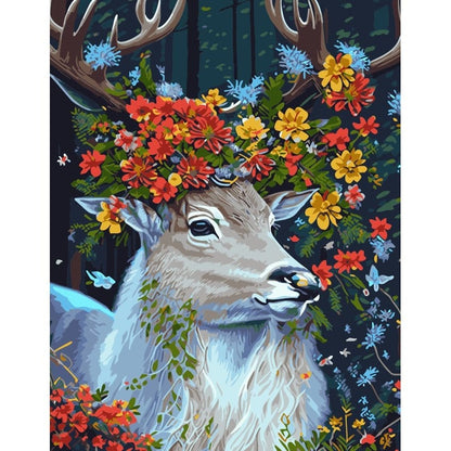 ArtVibe™ DIY Painting By Numbers - Deer in flowers (16x20" / 40x50cm) - ArtVibe Paint by Numbers