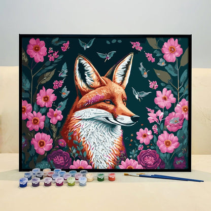 ArtVibe™ DIY Painting By Numbers - Fox in flowers (16x20" / 40x50cm) - ArtVibe Paint by Numbers