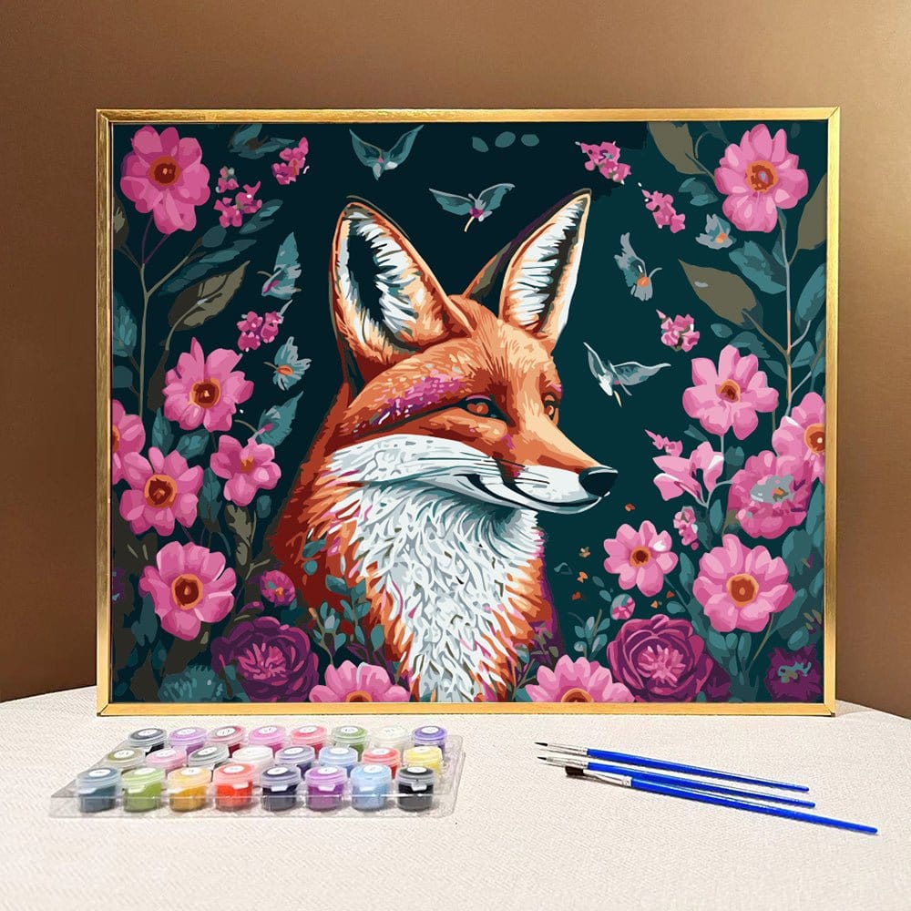 ArtVibe™ DIY Painting By Numbers - Fox in flowers (16x20" / 40x50cm) - ArtVibe Paint by Numbers