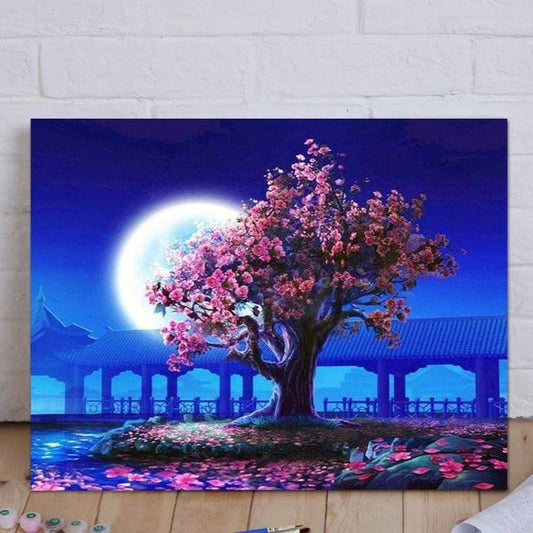 ArtVibe™ DIY Painting By Numbers - Moonlit Cherry (16"x20" / 40x50cm) - ArtVibe Paint by Numbers