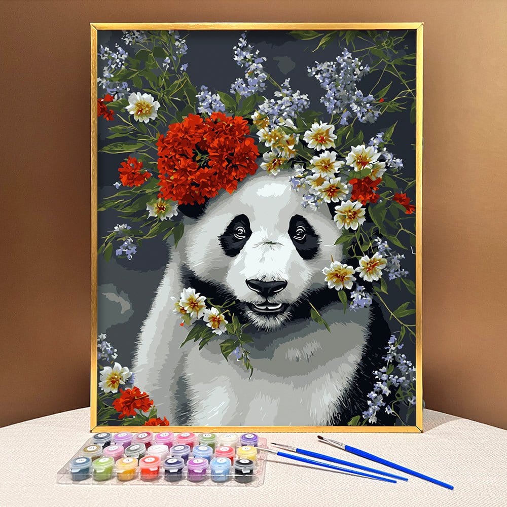 ArtVibe™ DIY Painting By Numbers - Panda in flowers (16x20" / 40x50cm) - ArtVibe Paint by Numbers