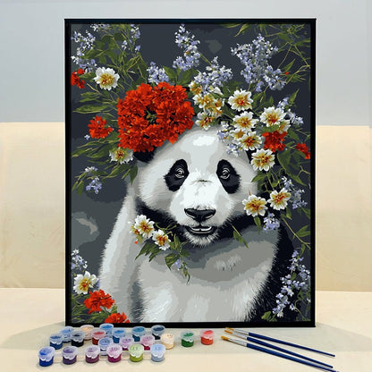 ArtVibe™ DIY Painting By Numbers - Panda in flowers (16x20" / 40x50cm) - ArtVibe Paint by Numbers