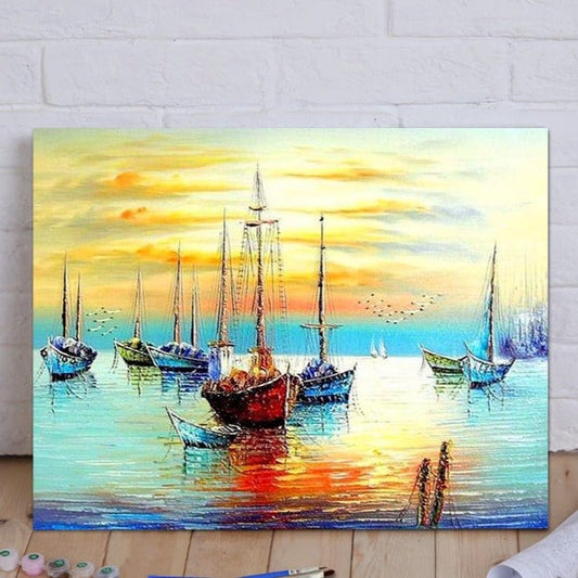 ArtVibe™ DIY Painting By Numbers - Sailing Boat (16"x20" / 40x50cm) - ArtVibe Paint by Numbers