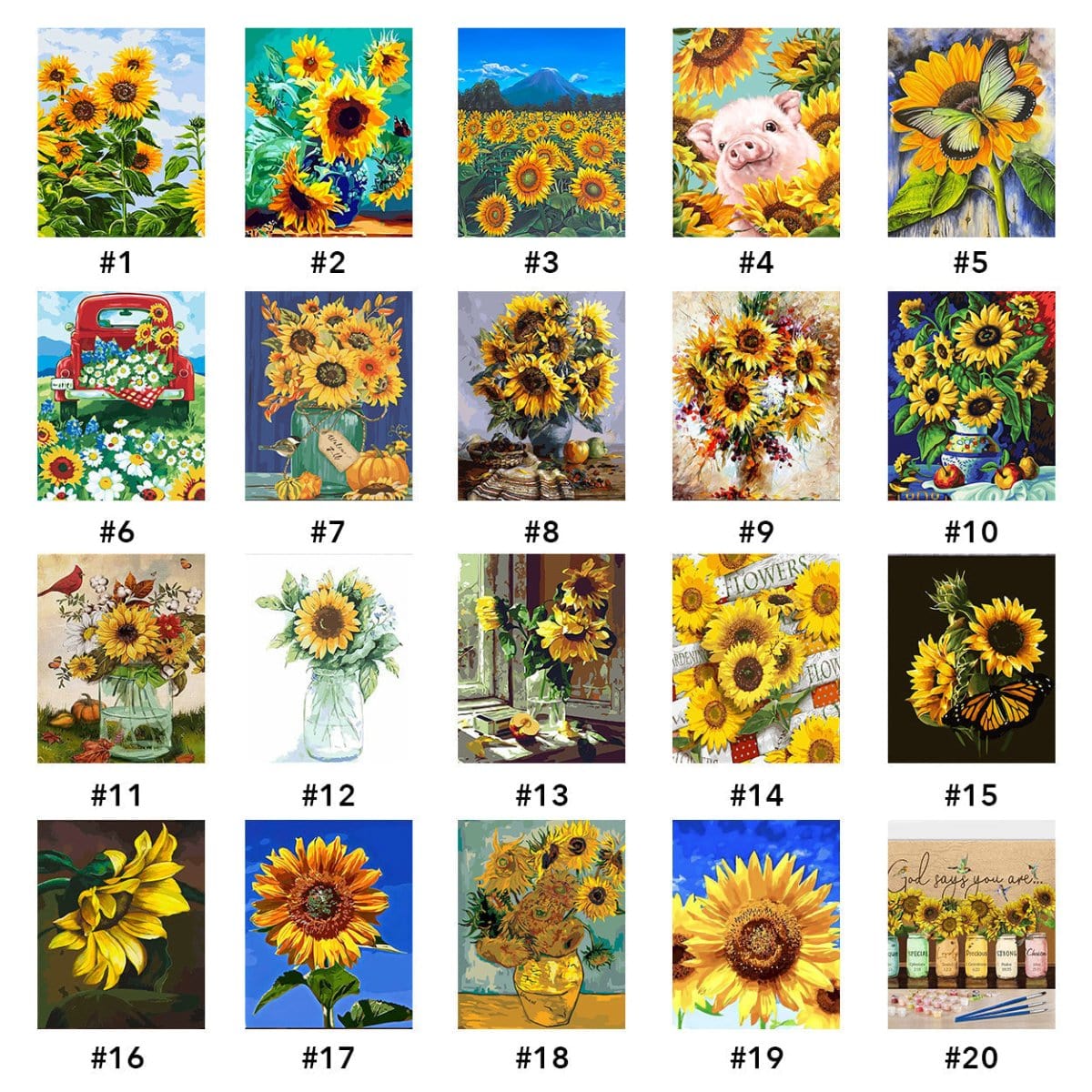 ArtVibe™ DIY Painting By Numbers -Sunflowers (16"x20" / 40x50cm) - ArtVibe Paint by Numbers