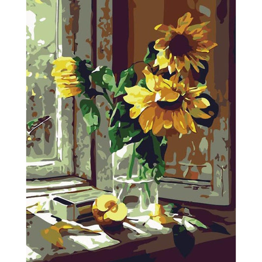 ArtVibe™ DIY Painting By Numbers -Sunflowers In A Bottle (16"x20" / 40x50cm) - ArtVibe Paint by Numbers