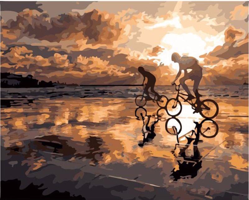 ArtVibe™ DIY Painting By Numbers - Sunset Cycling (16"x20" / 40x50cm) - ArtVibe Paint by Numbers