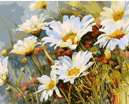 ArtVibe™ DIY Painting By Numbers - White Flowers (16"x20" / 40x50cm) - ArtVibe Paint by Numbers