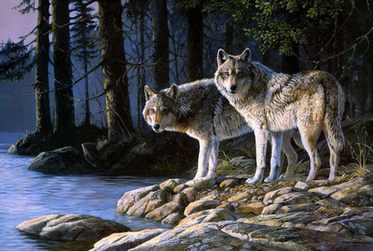 ArtVibe™ DIY Painting By Numbers - Wolf By The River(16"x20" / 40x50cm) - ArtVibe Paint by Numbers