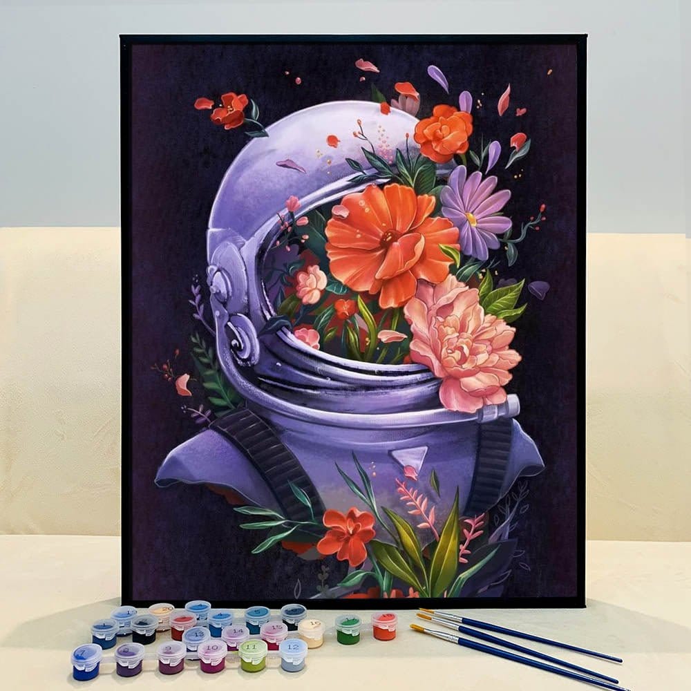 ArtVibe™ Floral Cosmos - DIY Paint By Numbers 'Bloomed Astronaut' Kit - ArtVibe Paint by Numbers