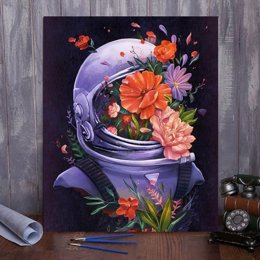 ArtVibe™ Floral Cosmos - DIY Paint By Numbers 'Bloomed Astronaut' Kit - ArtVibe Paint by Numbers