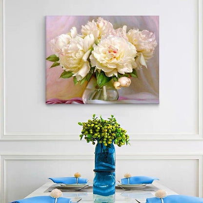 Bring Elegance and Serenity to Your Home with ArtVibe™ DIY Painting By Numbers - White Peonies (16x20" / 40x50cm), an Artistic and Relaxing Journey - ArtVibe Paint by Numbers