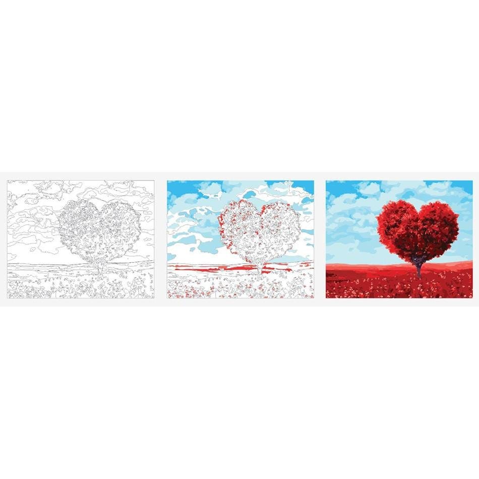 Celebrate the Beauty of Love and Nature with ArtVibe™ DIY Painting By Numbers - Heartwood (16x20" / 40x50cm), a Heart-Shaped Tree Art Experience to Relax and Inspire - ArtVibe Paint by Numbers