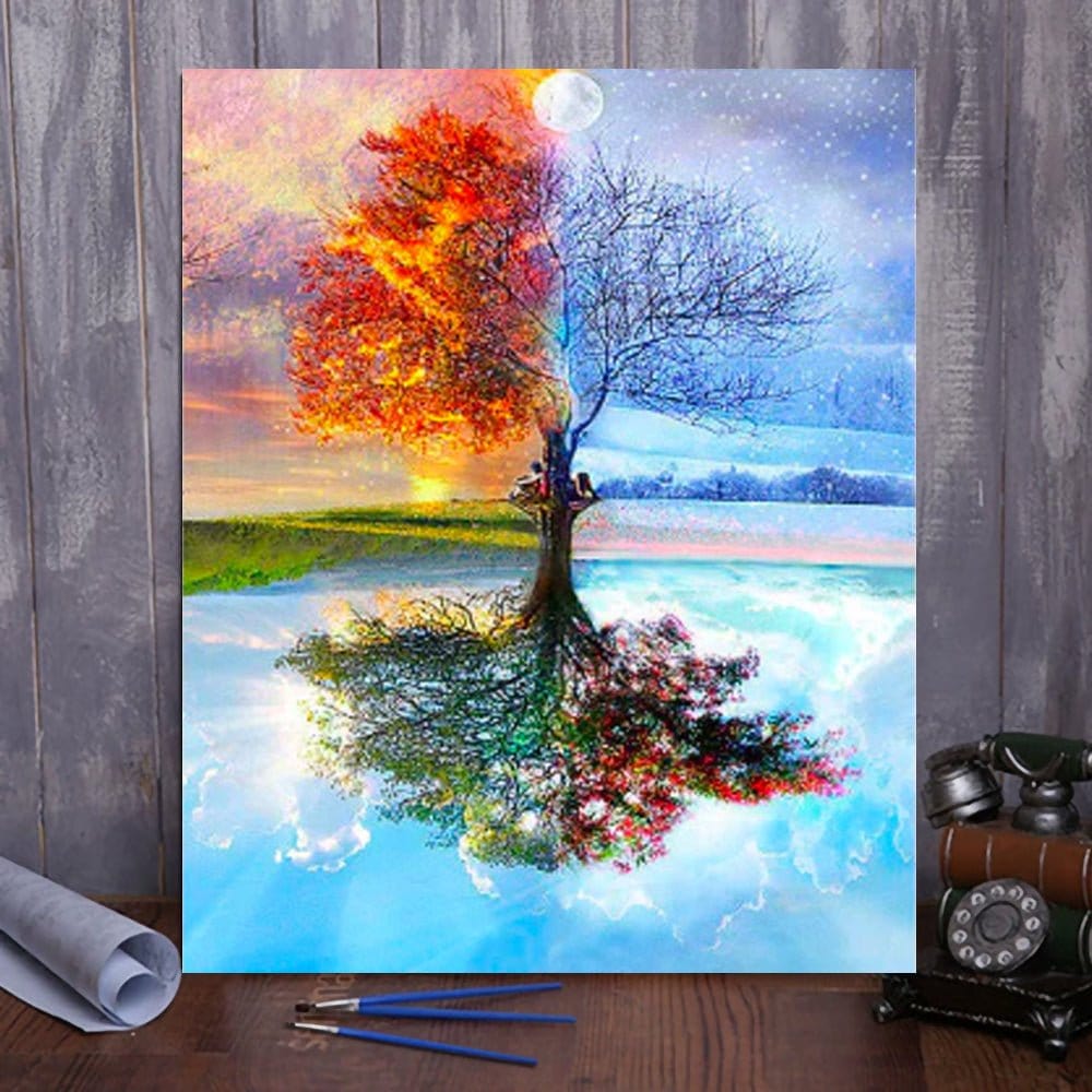 Discover a Relaxing and Therapeutic Art Experience with ArtVibe™ DIY Painting By Numbers - Seasonscapes (16x20" / 40x50cm) - ArtVibe Paint by Numbers