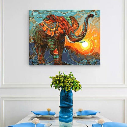 Discover the Tranquility of the Jungle with ArtVibe™ DIY Painting By Numbers - Herdbound (16"x20" / 40x50cm) Featuring a Majestic Elephant - ArtVibe Paint by Numbers