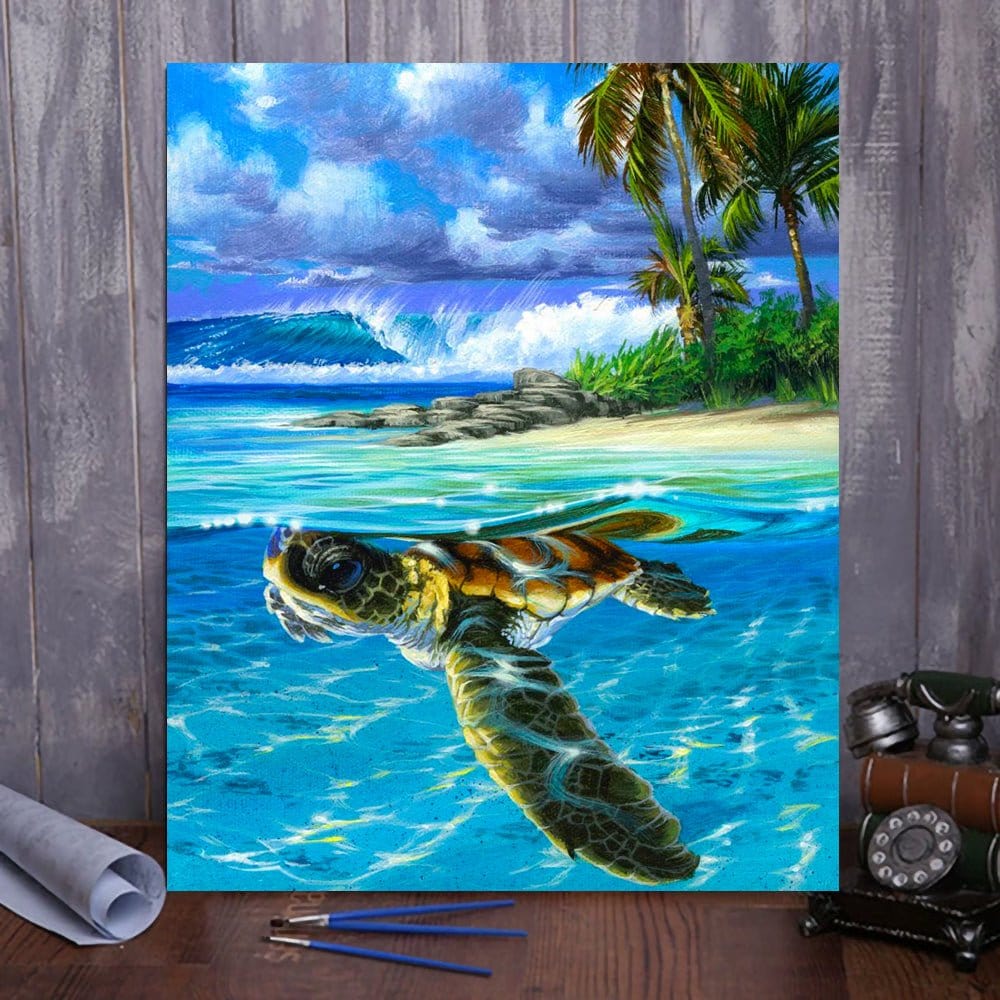 Dive into the Ocean's Wonders with ArtVibe™ DIY Painting By Numbers - Sea Turtle (16"x20" / 40x50cm), A Soothing and Inspiring Art Journey - ArtVibe Paint by Numbers