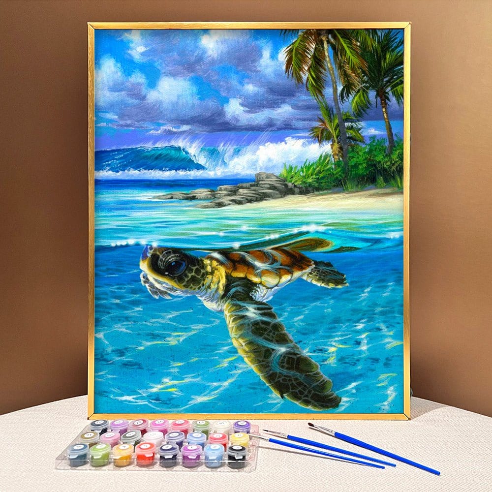 Dive into the Ocean's Wonders with ArtVibe™ DIY Painting By Numbers - Sea Turtle (16"x20" / 40x50cm), A Soothing and Inspiring Art Journey - ArtVibe Paint by Numbers