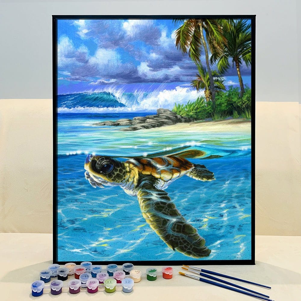 Dive into the Ocean's Wonders with ArtVibe™ DIY Painting By Numbers - Sea Turtle (16"x20" / 40x50cm), A Soothing and Inspiring Art Journey - ArtVibe Paint by Numbers