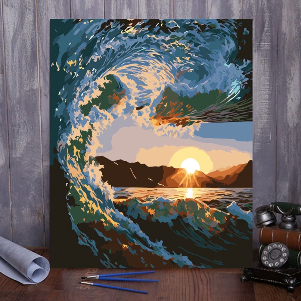 Escape to the Majestic Ocean with ArtVibe™ DIY Painting By Numbers - Ocean Wave (16"x20" / 40x50cm), a Relaxing and Tranquil Art Experience - ArtVibe Paint by Numbers