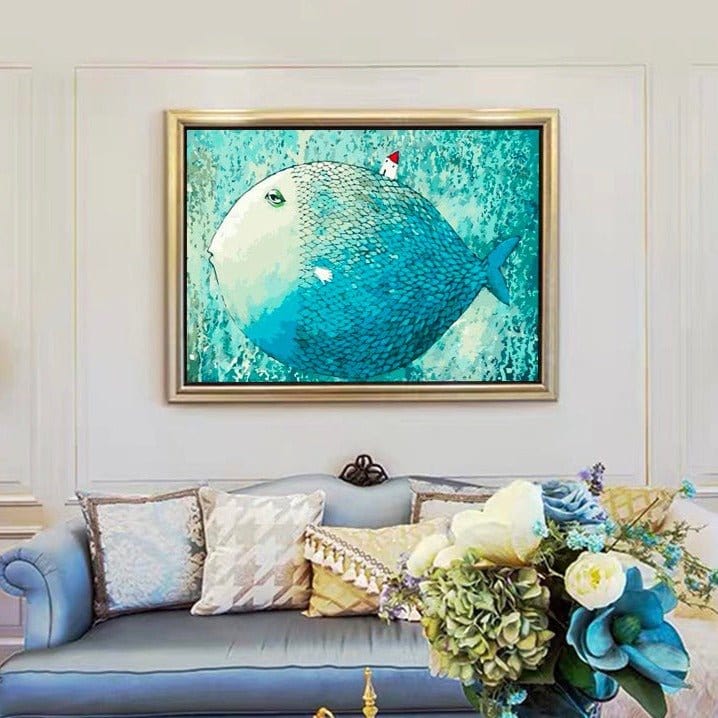 Indulge in Tranquility with ArtVibe™ DIY Painting By Numbers - Sleepy-Eyed Fish (16x20"/40x50cm), A Soothing and Rejuvenating Art Experience. - ArtVibe Paint by Numbers