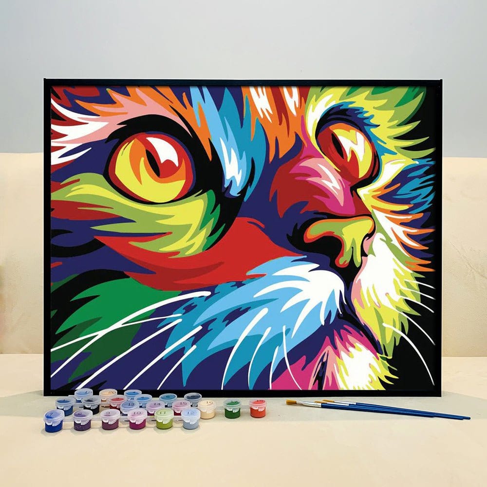 Unleash Vibrant Colors and Relaxation through Creativity with ArtVibe™ DIY Painting By Numbers - Cattique (16"x20" / 40x50cm) - ArtVibe Paint by Numbers