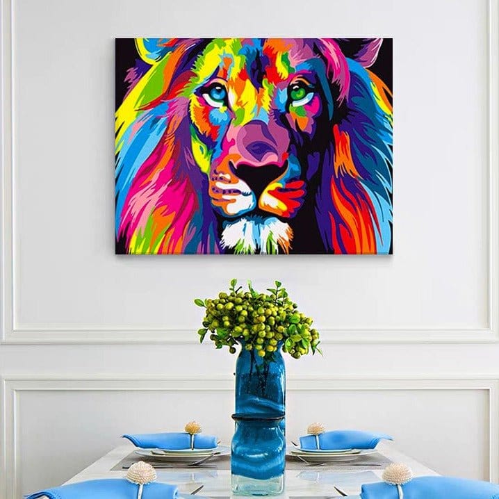 Unleash Your Inner Strength with ArtVibe™ DIY Painting By Numbers - Colorful Lion (16"x20" / 40x50cm), A Majestic and Empowering Art Experience - ArtVibe Paint by Numbers
