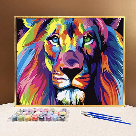Unleash Your Inner Strength with ArtVibe™ DIY Painting By Numbers - Colorful Lion (16"x20" / 40x50cm), A Majestic and Empowering Art Experience - ArtVibe Paint by Numbers