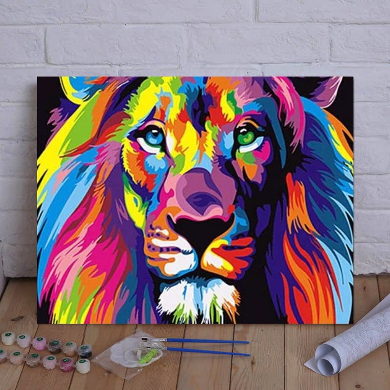 Unleash Your Inner Strength with ArtVibe™ DIY Painting By Numbers - Colorful Lion (16"x20" / 40x50cm), A Majestic and Empowering Art Experience - ArtVibe Paint by Numbers