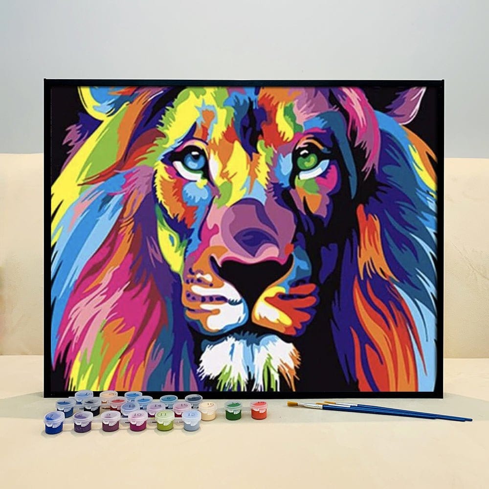 Unleash Your Inner Strength with ArtVibe™ DIY Painting By Numbers - Colorful Lion (16"x20" / 40x50cm), A Majestic and Empowering Art Experience - ArtVibe Paint by Numbers