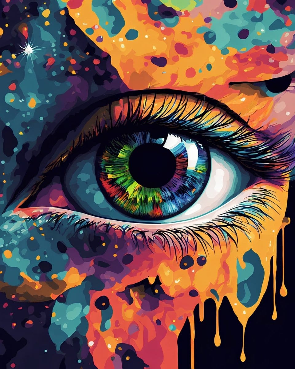Unwind and De-stress with ArtVibe™ DIY Painting By Numbers (EXCLUSIVE) - Mystical Colorful Eye (16"x20"/40x50cm) - ArtVibe Paint by Numbers