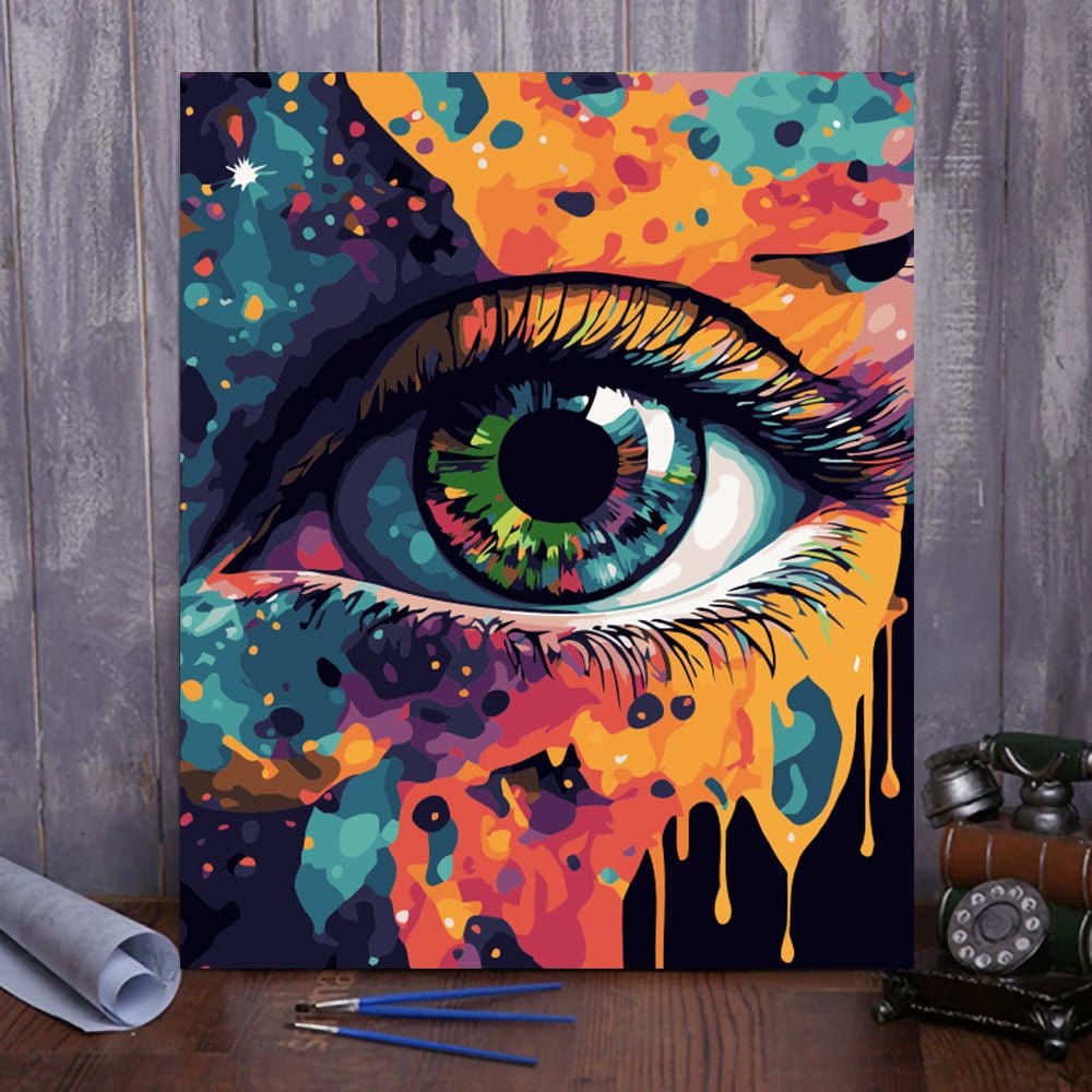 Unwind and De-stress with ArtVibe™ DIY Painting By Numbers (EXCLUSIVE) - Mystical Colorful Eye (16"x20"/40x50cm) - ArtVibe Paint by Numbers