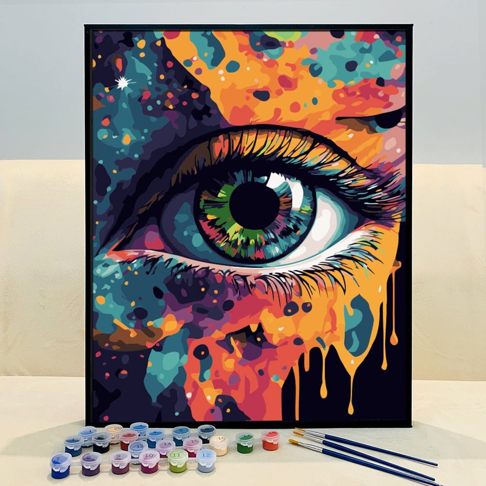 Unwind and De-stress with ArtVibe™ DIY Painting By Numbers (EXCLUSIVE) - Mystical Colorful Eye (16"x20"/40x50cm) - ArtVibe Paint by Numbers