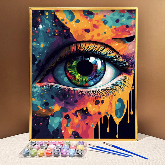 Unwind and De-stress with ArtVibe™ DIY Painting By Numbers (EXCLUSIVE) - Mystical Colorful Eye (16"x20"/40x50cm) - ArtVibe Paint by Numbers