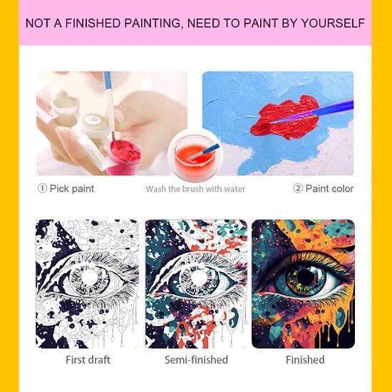 Unwind and De-stress with ArtVibe™ DIY Painting By Numbers (EXCLUSIVE) - Mystical Colorful Eye (16"x20"/40x50cm) - ArtVibe Paint by Numbers