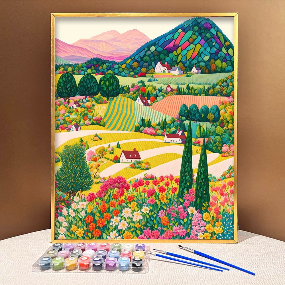 Vibrant Harmony: ArtVibe's Colorful Countryside DIY Paint-by-Numbers – Ignite Creativity, Find Serenity, Perfect Mesmerizing Gift! - ArtVibe Paint by Numbers